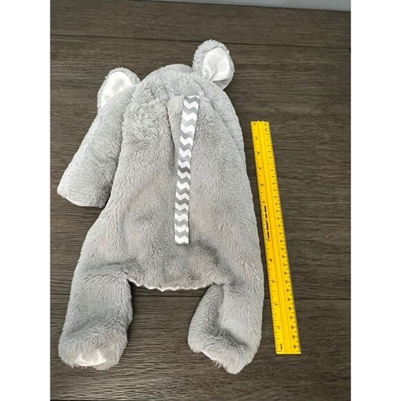 Bearington Baby Gray‎ Elephant Security Blanket Lovey Nunu Chevron Bow 15" - Picture 4 of 4